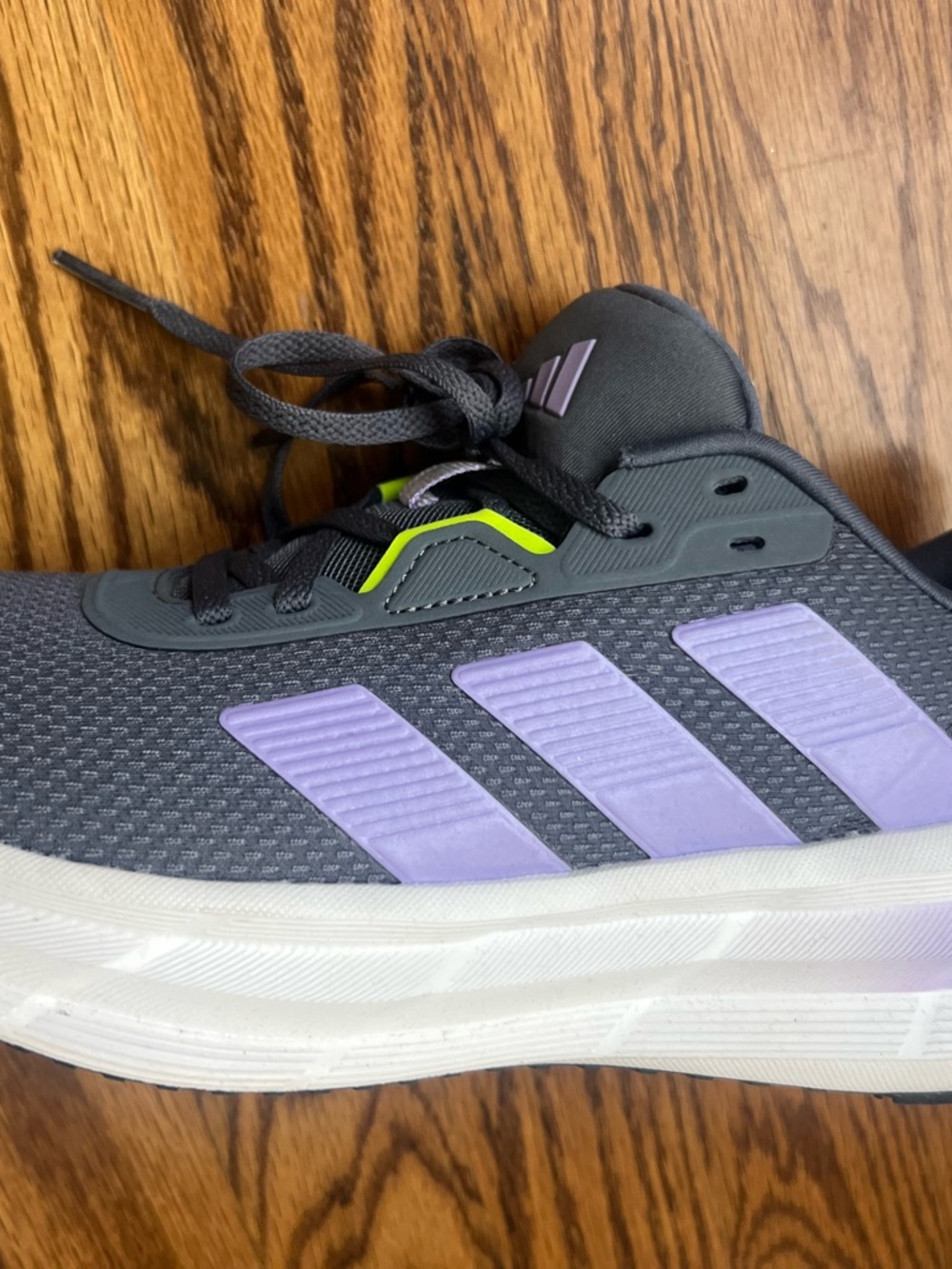 adidas Grey Athletic Shoes with Lavender Stripes - worn once! - Picture 4 of 7